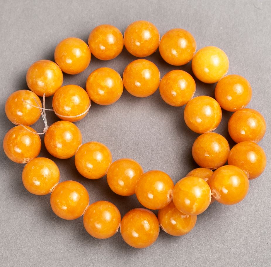 Koraliki na żyłce Cytryn (sztuczny akryl) gładka kulka, średnica 14 mm, długość 40 cm
