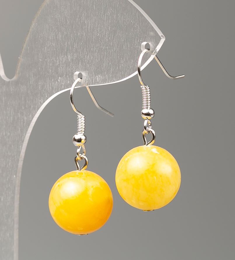 Kolczyki Cytryn (akryl sztuczny), średnica 14 mm, długość 35 mm