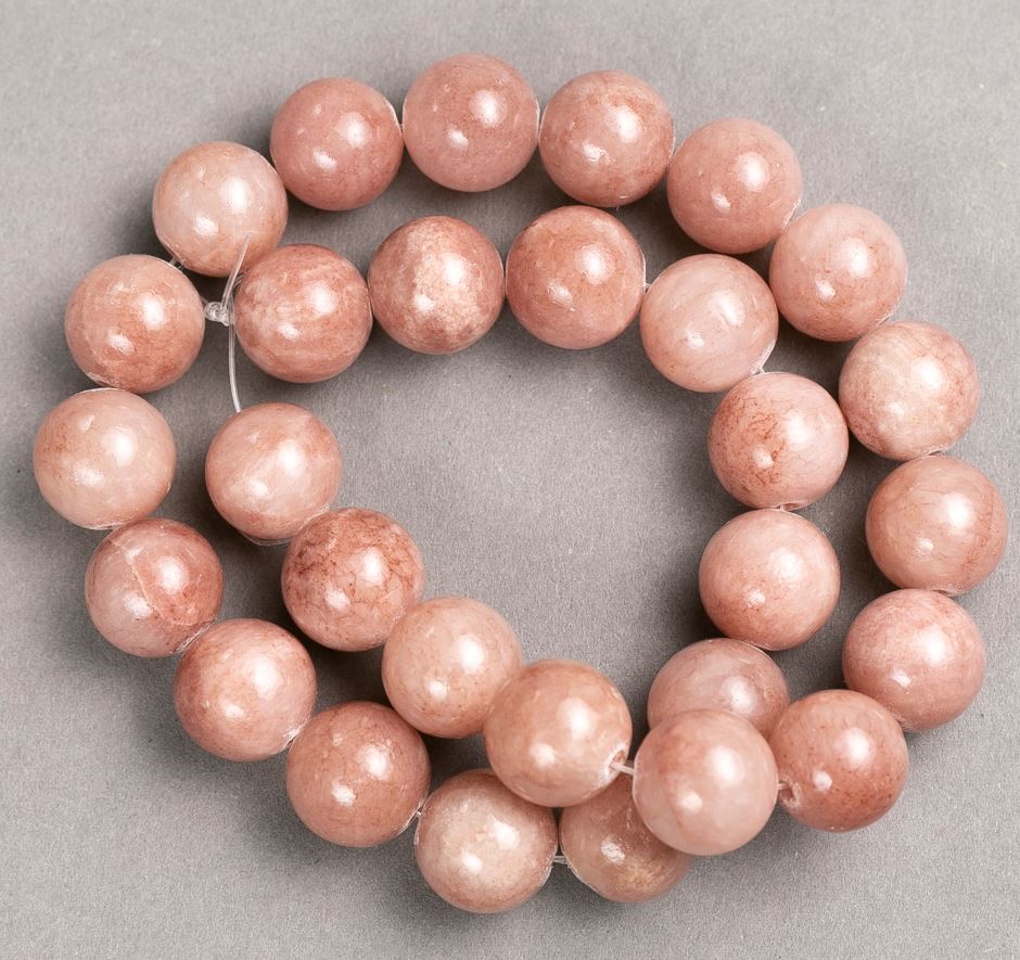 Koraliki na żyłce – Kwarc truskawkowy (akryl sztuczny) gładka kulka, średnica 14,5 mm, długość 40 cm