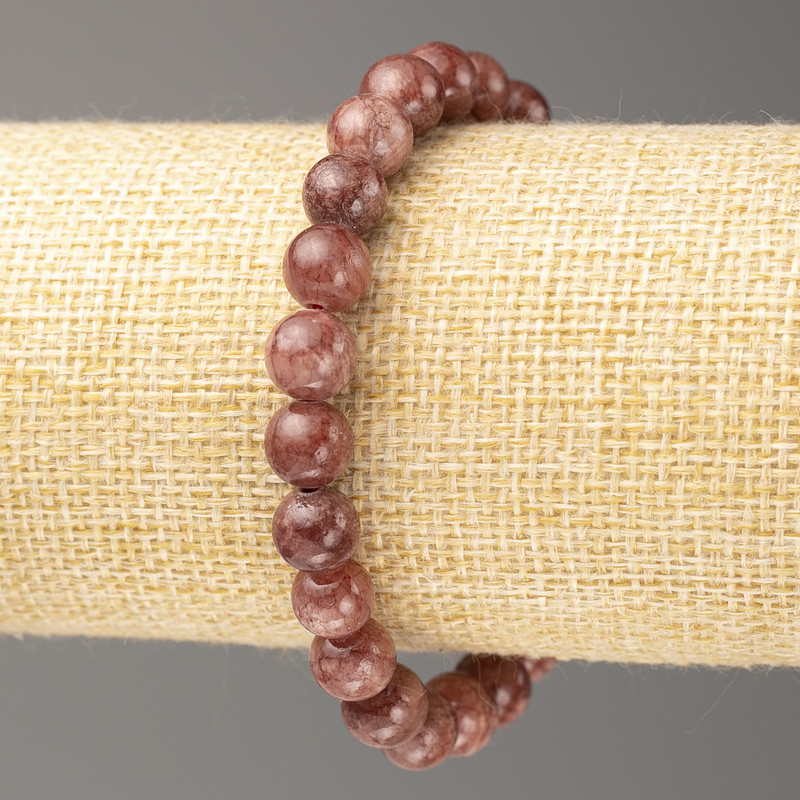 Bransoletka z selenitu (akryl sztuczny), średnica 8 mm ±, długość 18 cm ±, gładka kulka na elastycznej gumce