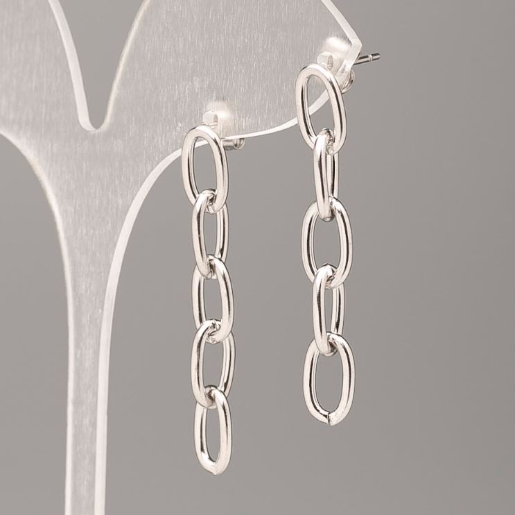 Kolczyki Xuping sztyfty z pokryciem rodowym i łańcuszkiem