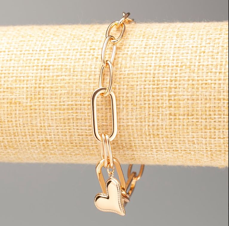 Bransoletka Xuping pozłacana 18K «Serce» Długość 16–20 cm, grubość 6,5 mm ±, grubość 9 mm+