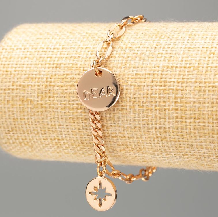 Bransoletka Xuping pozłocenie 18K «Dear» splot zbrojny, długość 18–21 cm, grubość 4 mm+