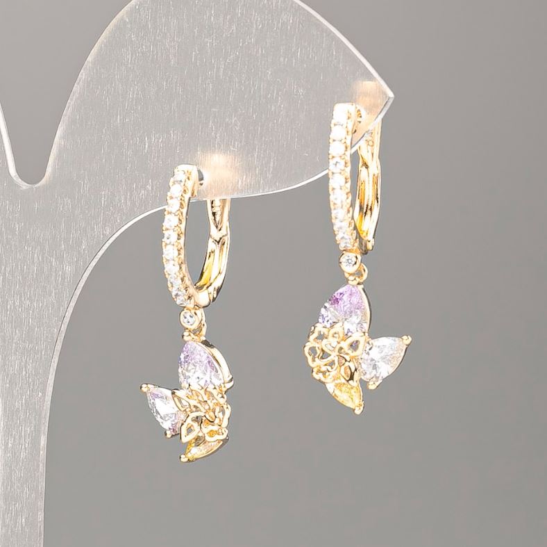 Kolczyki Xuping z kolorowymi kamieniami 30×10 mm «pozłacenie 18K»