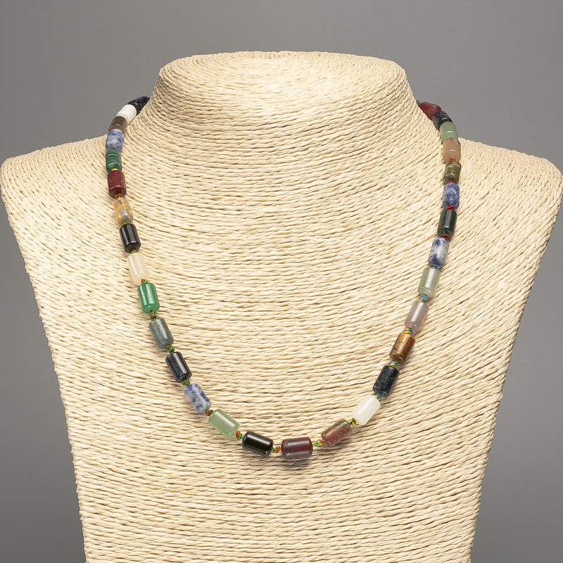 Naszyjnik Asorty z naturalnego kamienia, gładkie cylindryczne paciorki, średnica 10×6 mm, długość 48 cm ±