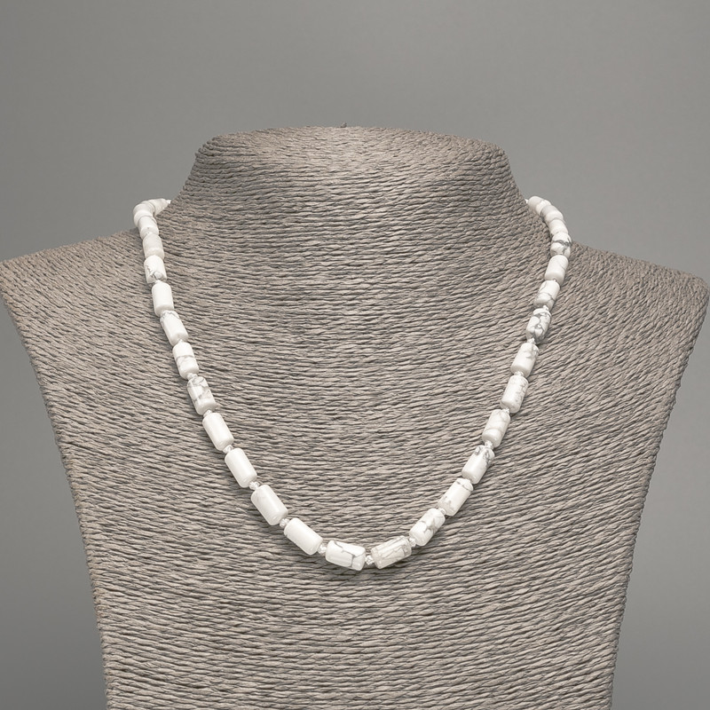 Naszyjnik z kaholongiem, naturalny kamień, gładki cylindryczny, średnica 10×6 mm, długość 49 cm