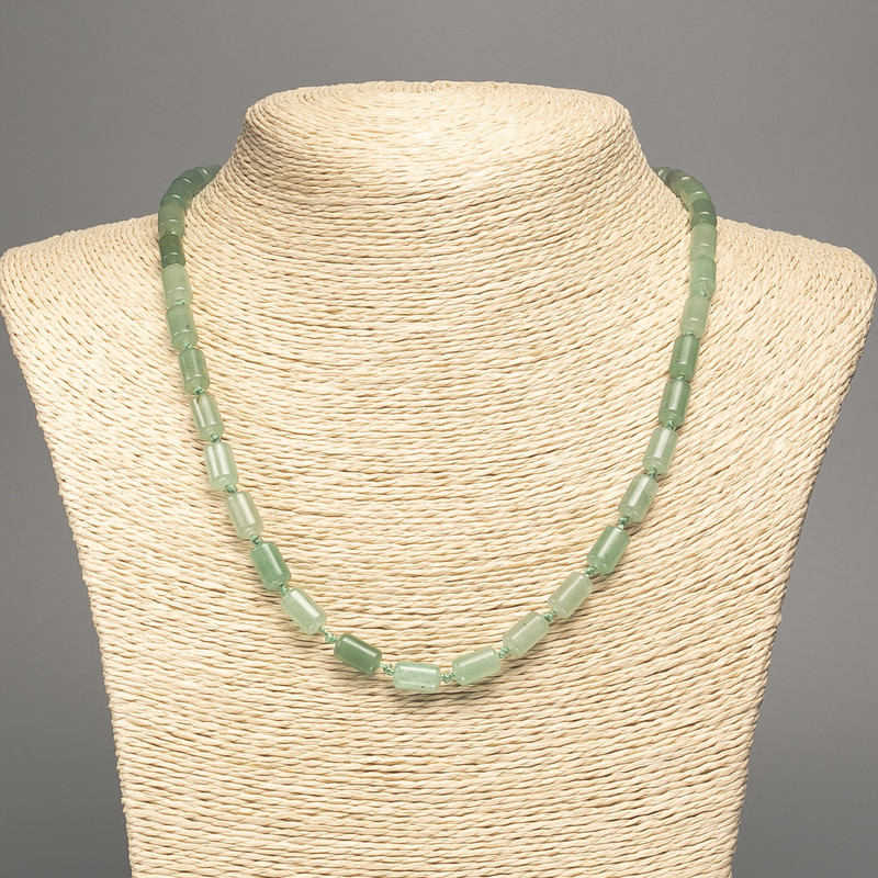 Naszyjnik z nefrytu, naturalny kamień, gładkie cylindryczne koraliki o średnicy 10×6 mm, długość 50 cm ±