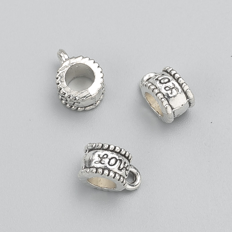 Uchwyt Bajl 'Love' do biżuterii, średnica 8×6×11 mm, otwór 4,5 mm, opakowanie 20 g ± 20 szt.