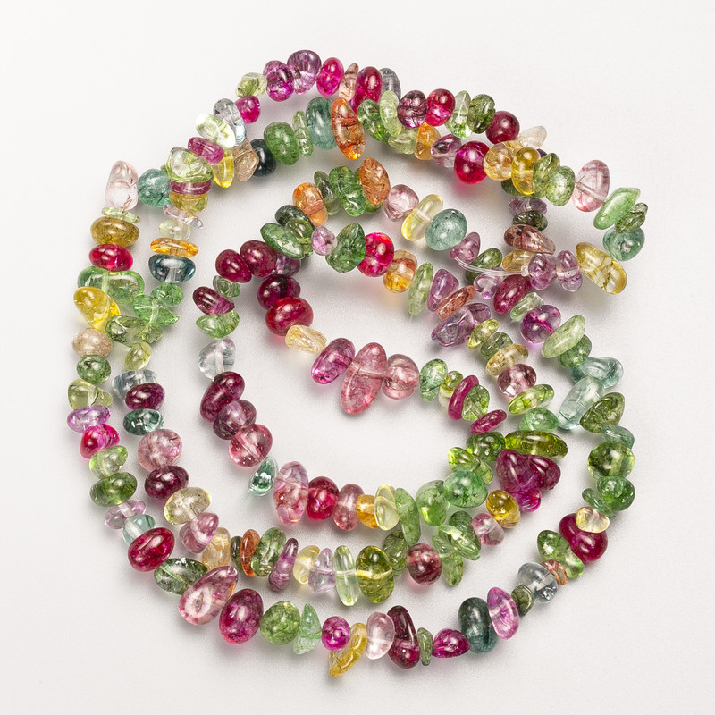 Koraliki z wielokolorowego szkła fasetowane na nitce, średnica 8×4 mm, długość 80 cm +
