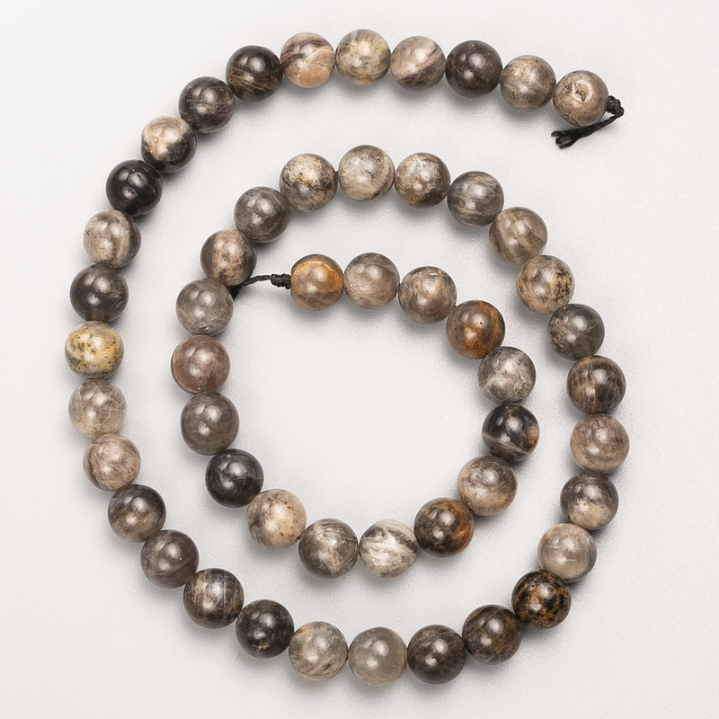 Koraliki z kamienia słonecznego, naturalny kamień, gładkie kuleczki na nitce, średnica 7,5 mm, długość 39 cm