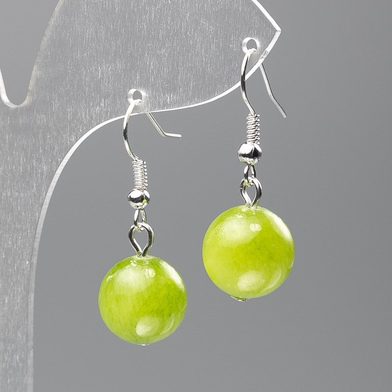 Kolczyki Onyks (sztuczny akryl) gładka kulka, średnica 12,5 mm, długość 3,5 cm