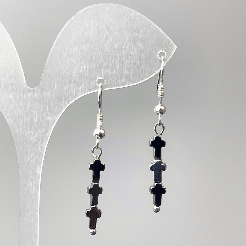 Kolczyki z hematytu „Krzyże”