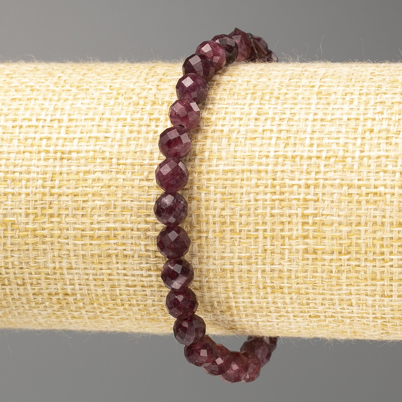 Bransoletka z rubelitu turmalinu, fasetowana, 6 mm