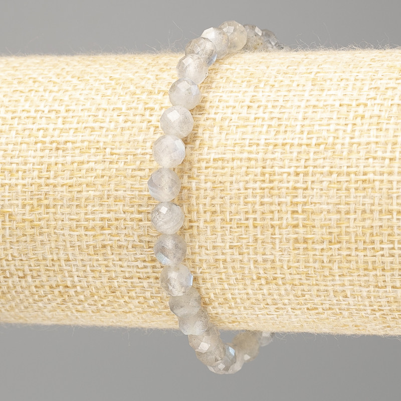 Bransoletka z labradorytu — fasetowana kuleczka naturalnego kamienia na nici, średnica 6 mm ±, długość 18 cm (elastyczna)