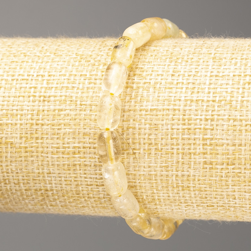 Bransoletka z naturalnego kamienia cytryn w formie beczki, średnica 9×6 mm, długość 18 cm (rozciągana)