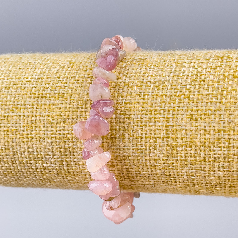 Bransoletka z kwarcu turmalinowego, naturalny kamień, drobiny, średnica 8×3 mm ±, długość 18 cm (rozciągana)