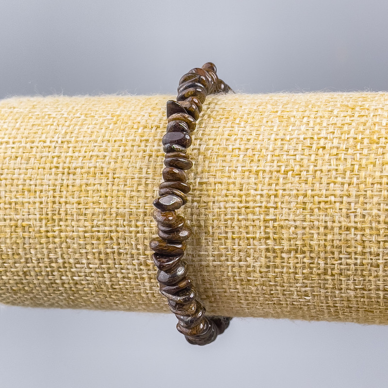 Bransoletka z bronzytu, naturalne drobinki kamienia, średnica 7×2 mm, długość 18 cm (elastyczna)