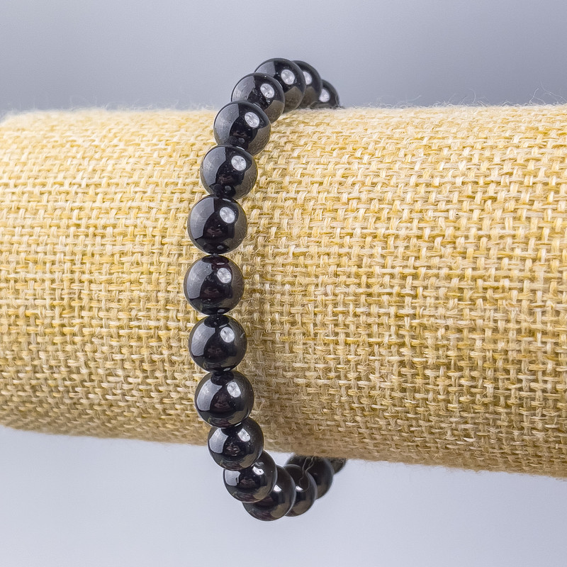 Bransoletka z naturalnego granatu, gładkie kuleczki o średnicy 8 mm, długość 18 cm (rozciągliwa)