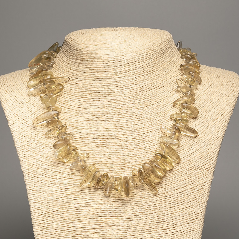 Naszyjnik z naturalnego kamienia kwarc winny, kryształek «igła», średnica 20×7 mm, długość 48 cm +