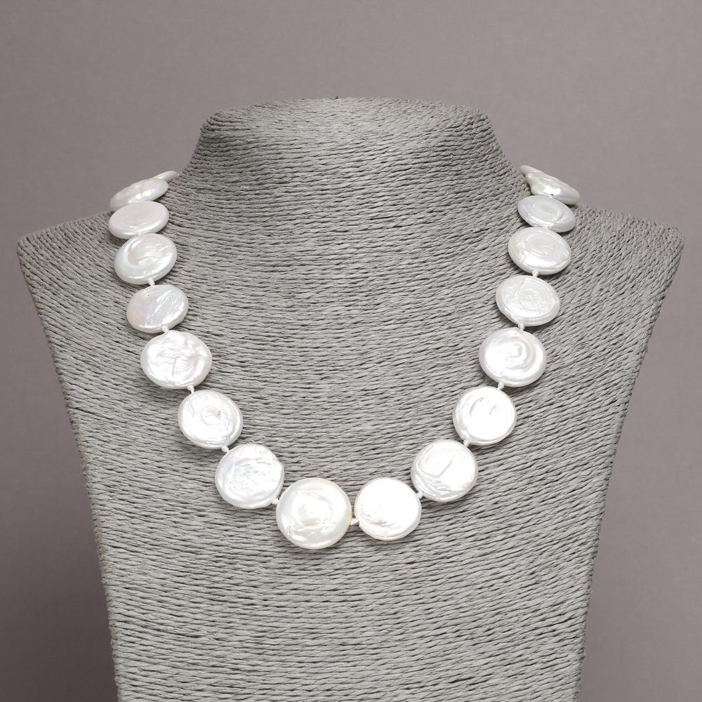 Naszyjnik z naturalnych barokowych pereł, średnica 18×5 mm, długość 45 cm+