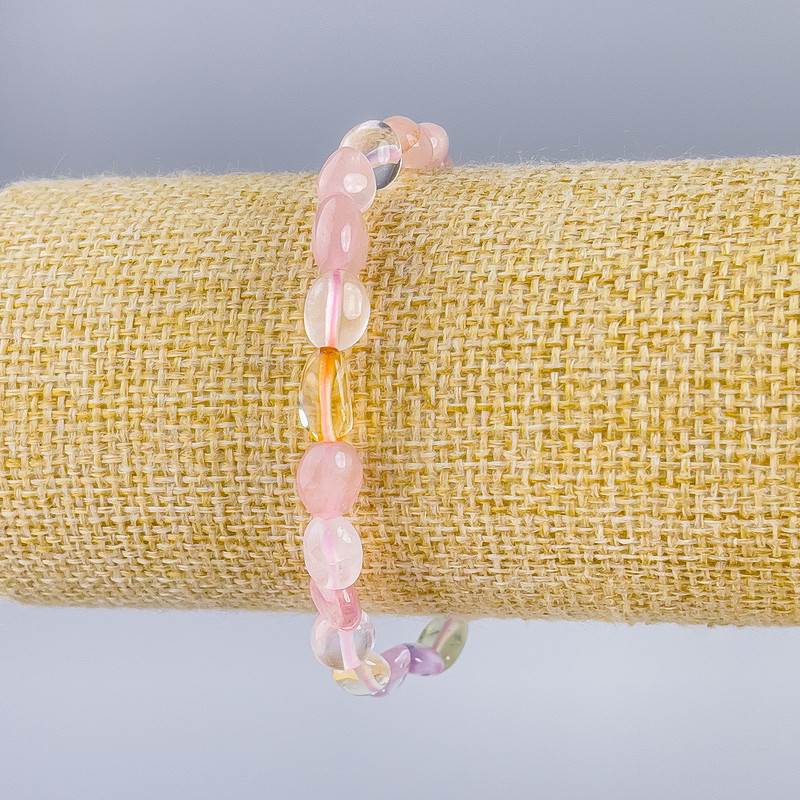 Bransoletka Assorti z naturalnych kamieni, galtowanie, średnica 9×6 mm, długość 18 cm (rozciągana)