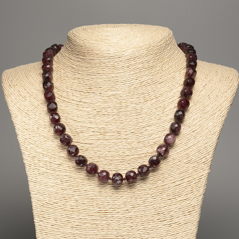 Naszyjnik z rubelitu turmalinu fasetowany, 50 cm