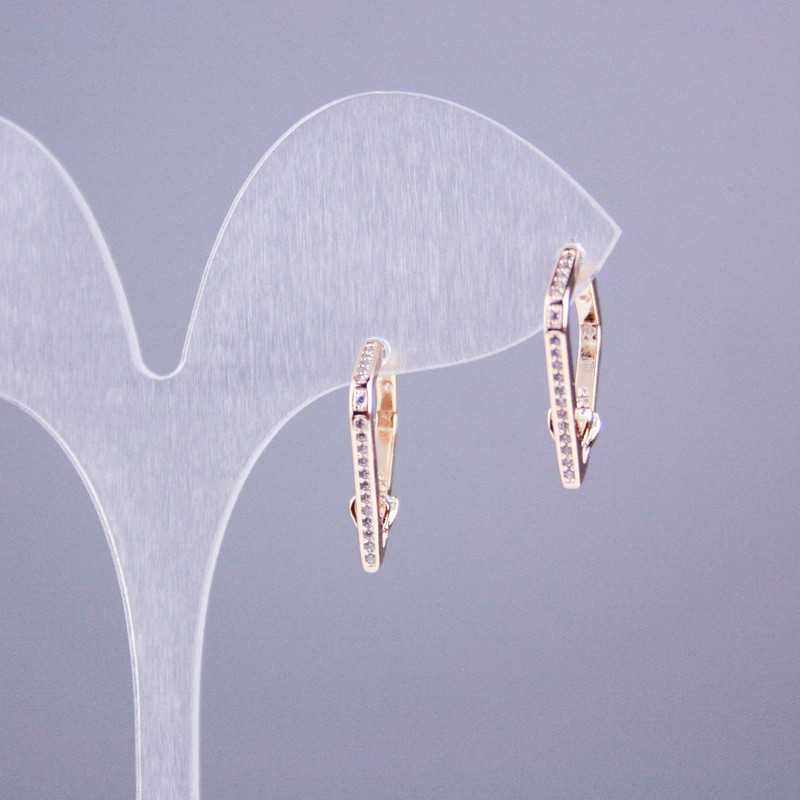 Kolczyki Xuping pozłacane 18K z białymi kryształami 19×15 mm+