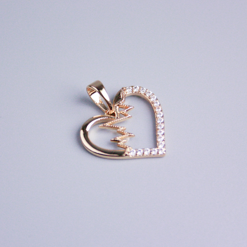 Wisiorek Xuping z pozłoceniem 18K, Serce z białymi cyrkoniami, średnica 13×18 mm+