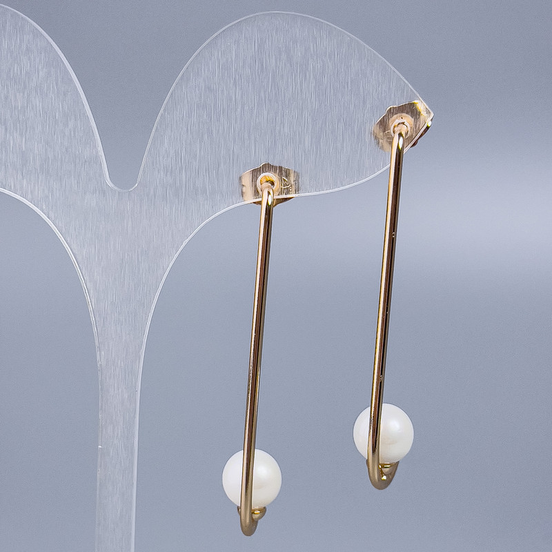 Kolczyki sztyfty Xuping z koralikiem Majorka, średnica 8 mm, długość 4,5 cm ± pozłacanie 18K