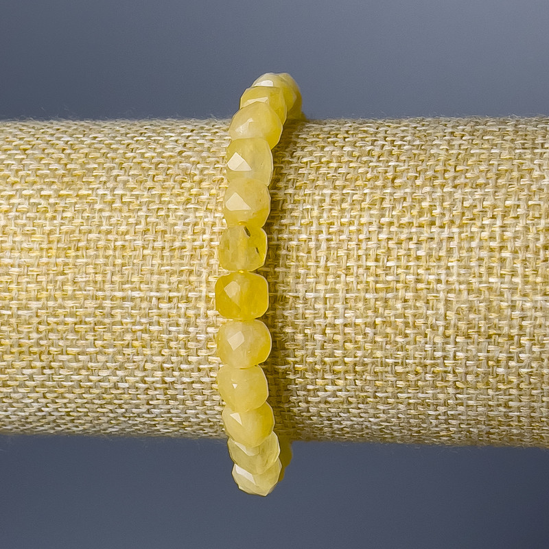 Bransoletka z naturalnego cytrynu, fasetowana kostka o średnicy 7 mm, długość 18 cm (elastyczna)