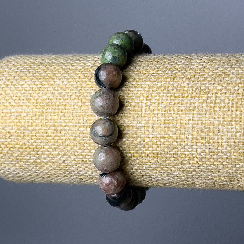 Bransoletka z granatu arbuzowego, naturalny kamień, gładka kulka, średnica 10 mm, długość 18 cm (elastyczna)