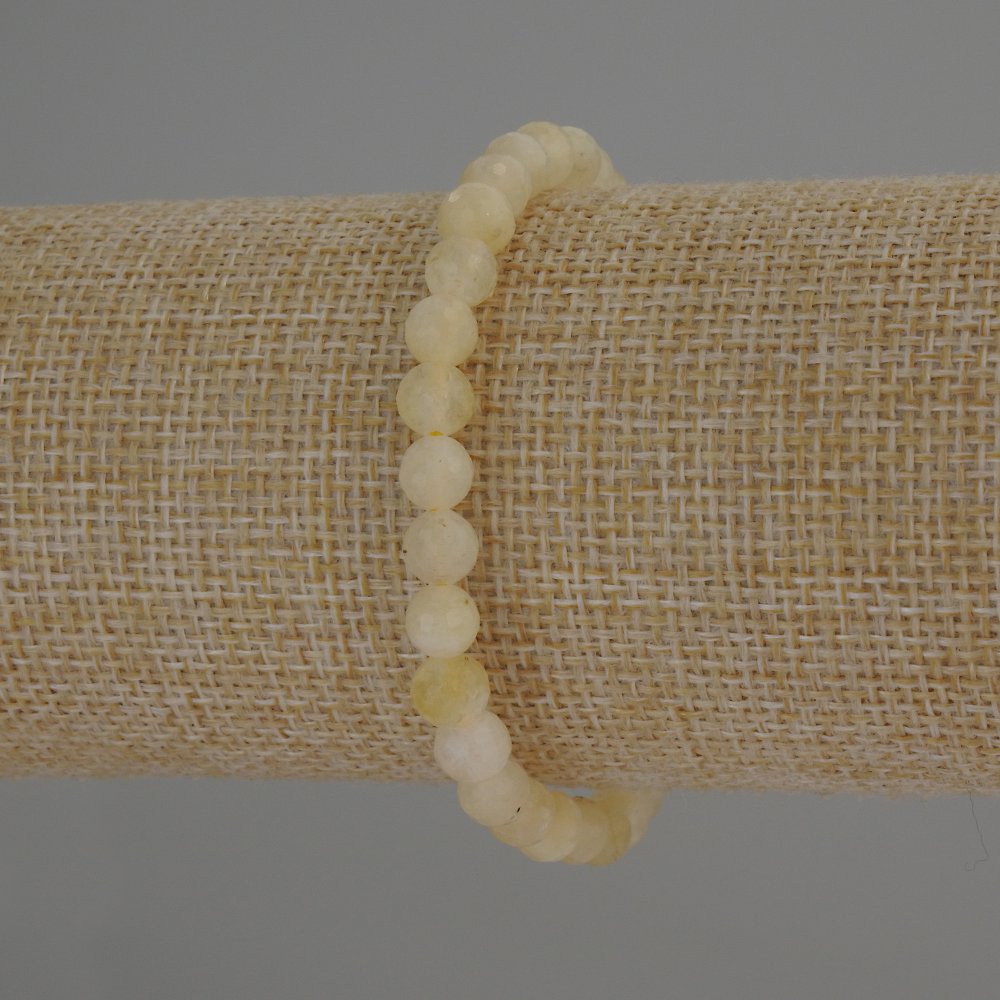 Bransoletka z cytrynem – naturalny kamień, fasetowane kuleczki, średnica 6 mm, długość 18 cm (rozciągliwa)