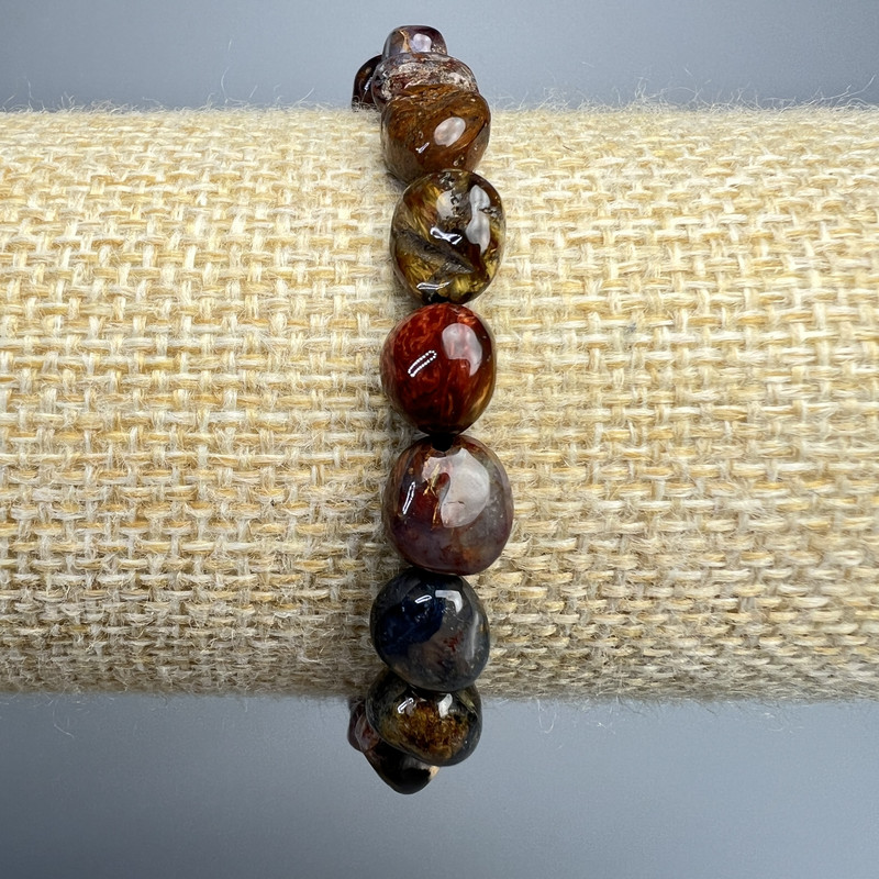 Bransoletka z pietersytu, naturalny kamień, fasetowana, średnica 8×10 mm, długość 18 cm (na elastycznej gumce)