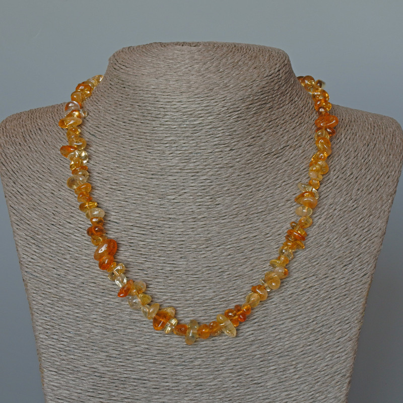 Naszyjnik z cytrynem, naturalny kamień, fasetowany, średnica 8×4 mm, długość 48 cm