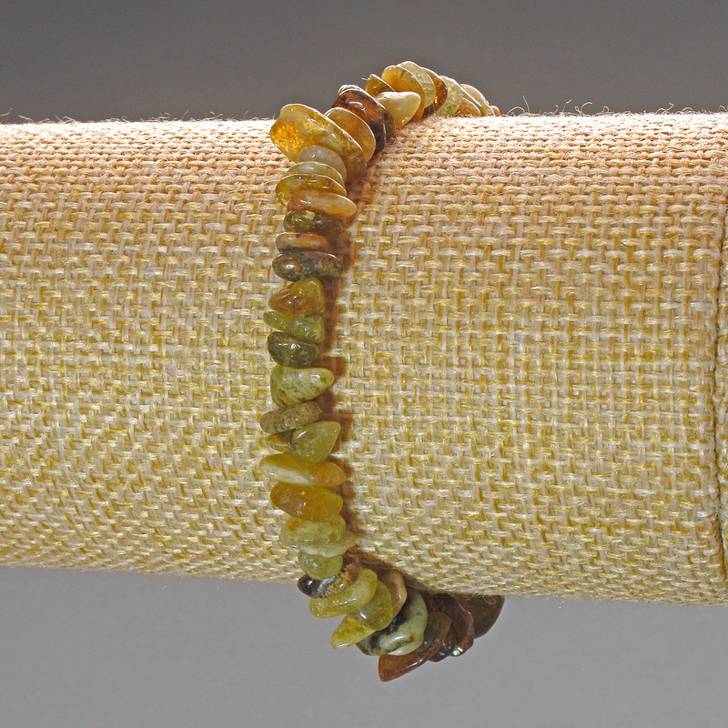 Bransoletka z groszularu (zielony granat) naturalny kamień – odłamki, średnica 7×3 mm, długość 18 cm (elastyczna)